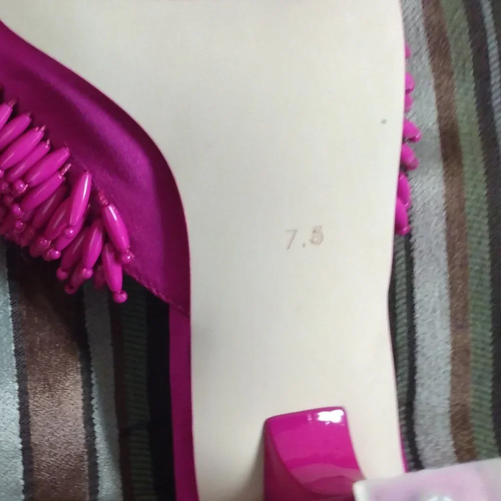 ❤️JEFFREY CAMPBELL Kinsley Fuchsia Heavily Beaded Heels Shoes Size 7 - 7 1… - Picture 8 of 8
